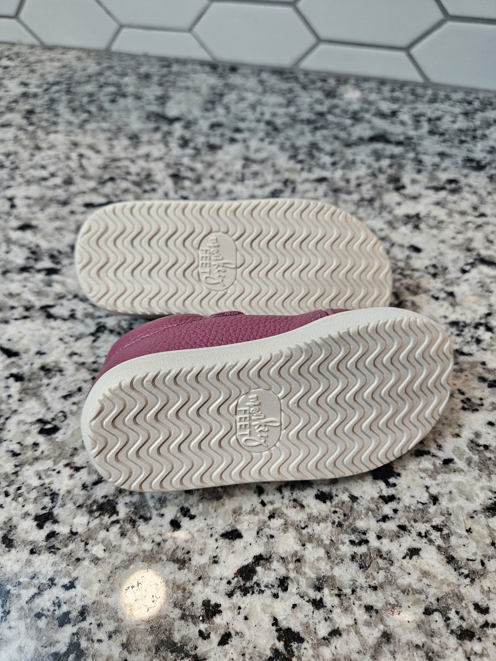 Monkey Feet Pink Leather-Look Sneakers for Kids - Picture 6 of 6